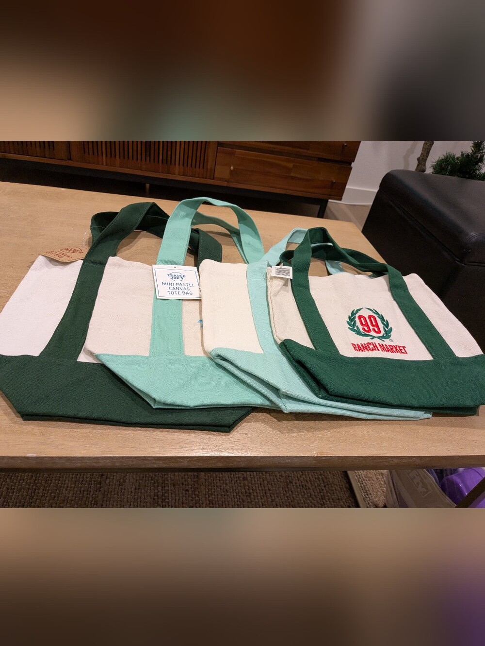 💚Trader Joe's/99 Ranch Market Mini Tote Bag Set with Matching Accessories🍏